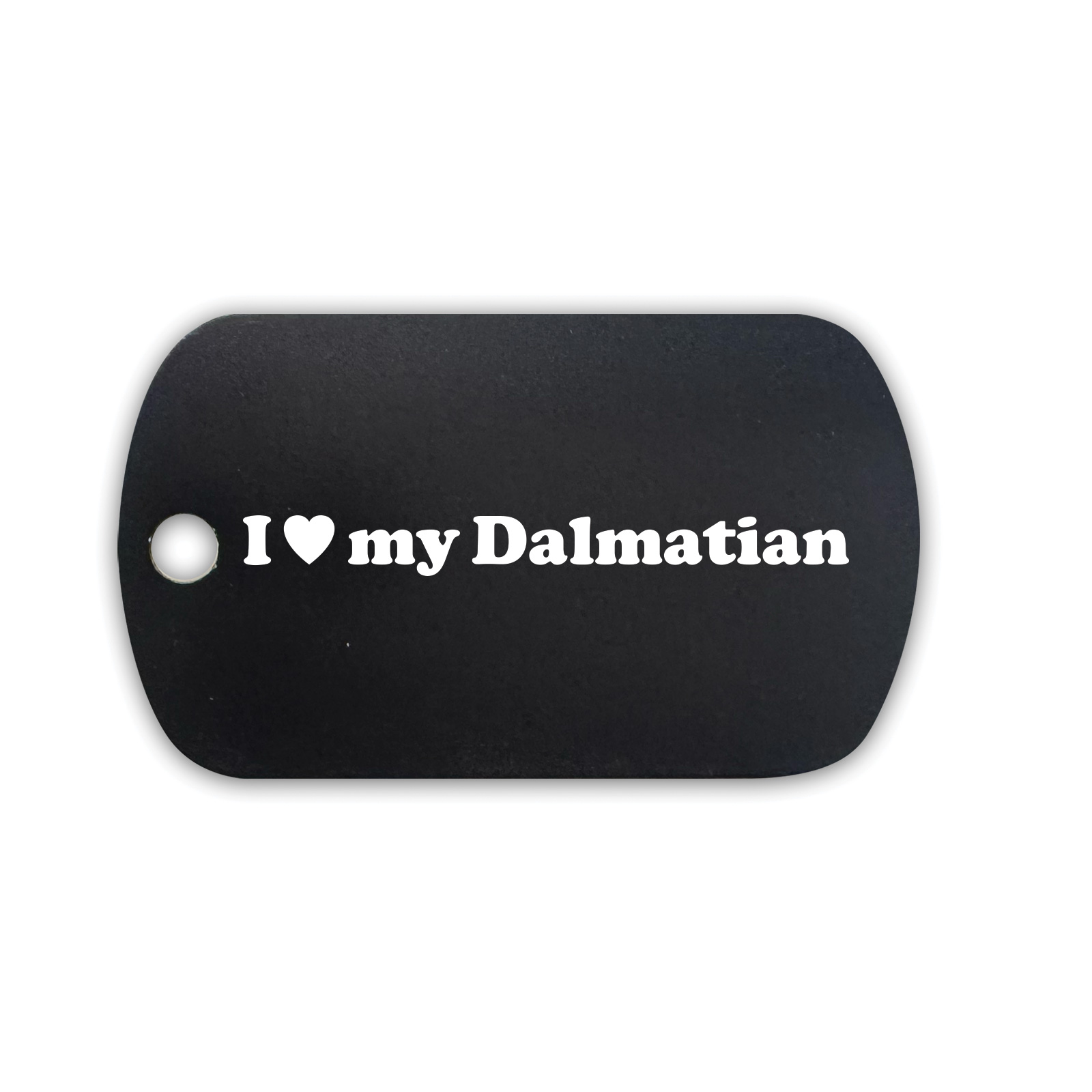 I Love My Dalmatian GI Dog Tag Aluminum Keychain with Custom Engraving