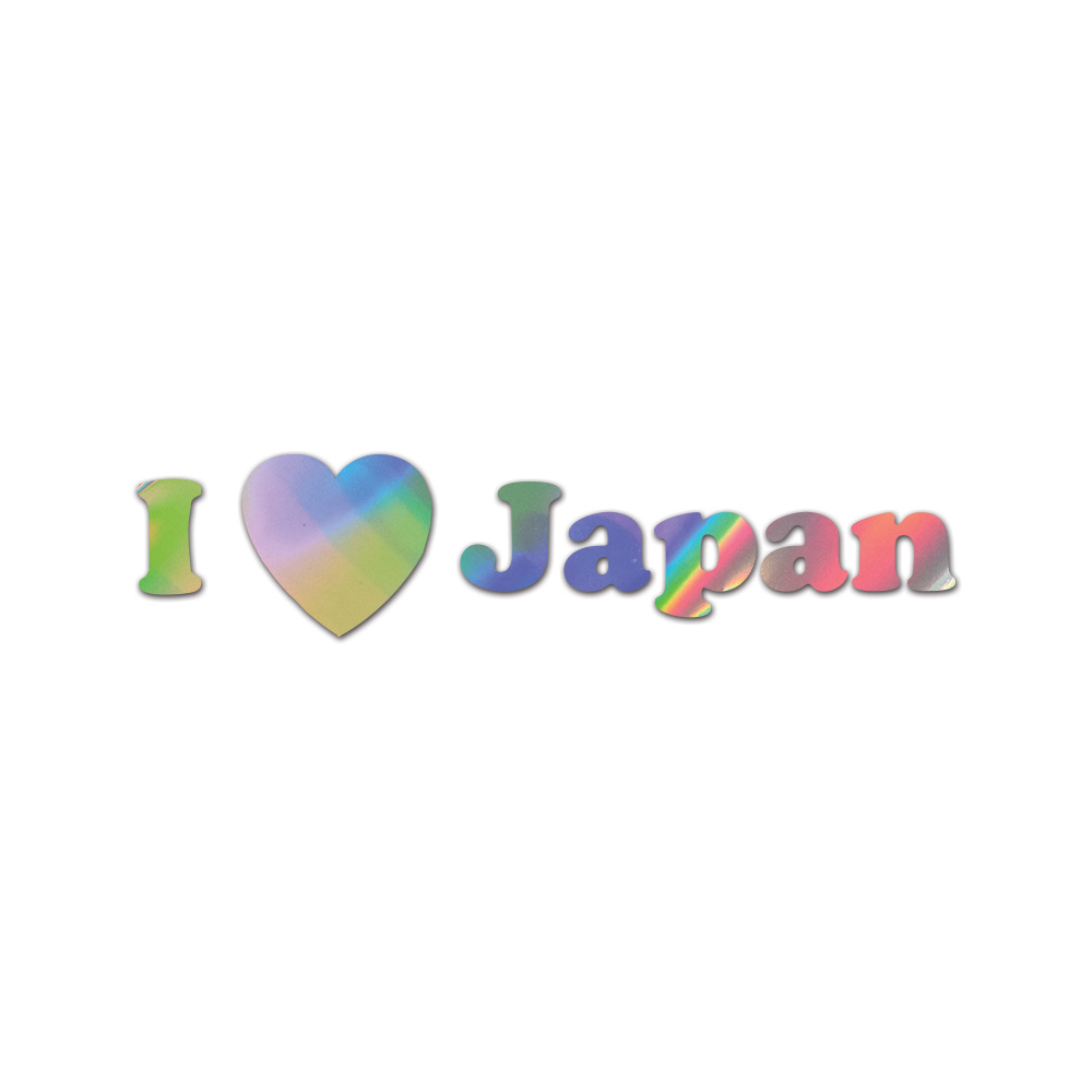 I Love Japan Sticker Die Cut Chrome Mirror Gold Silver Oil Slick Rainbow