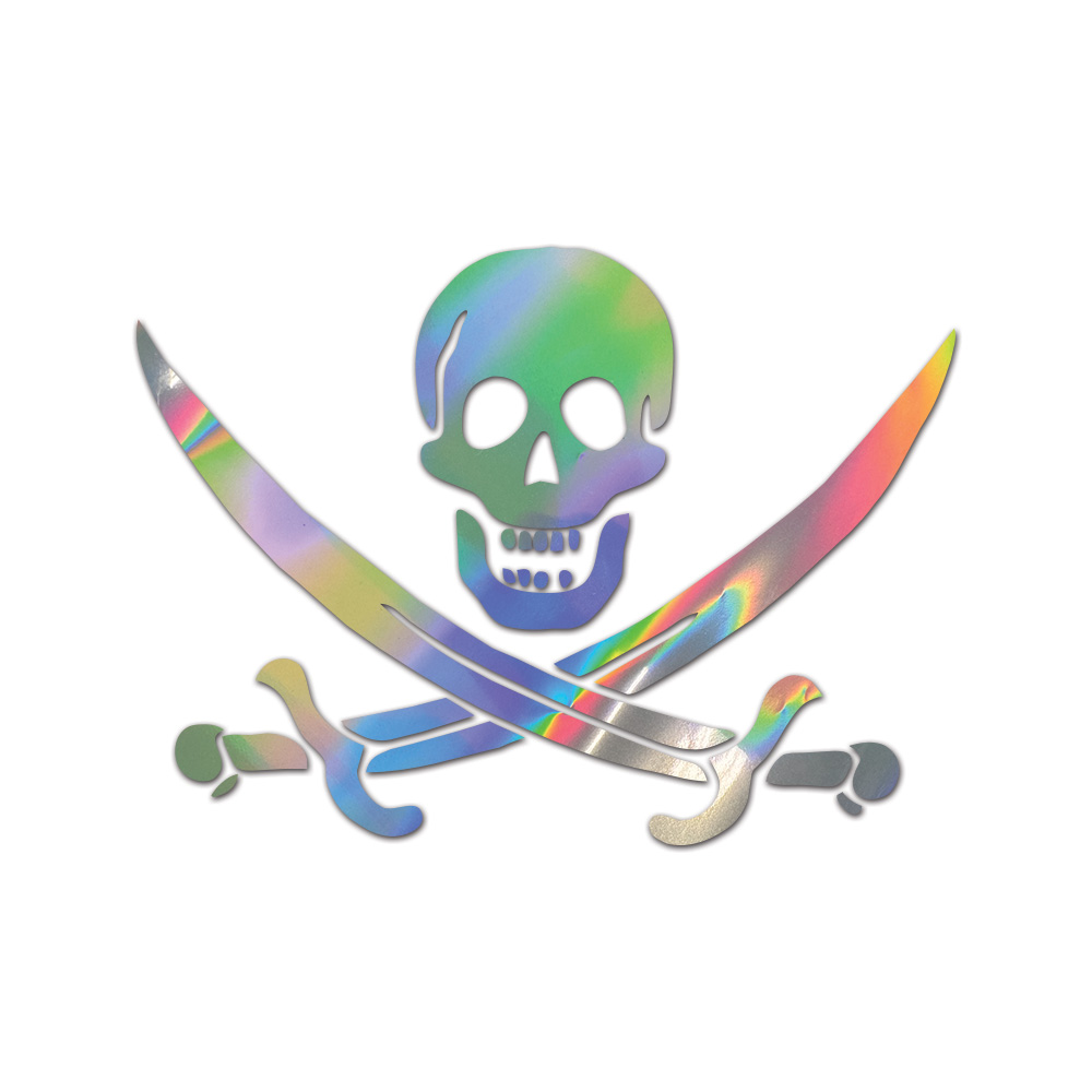 Calico Jack Sticker Die Cut Chrome Mirror Gold Silver Oil Slick Rainbow