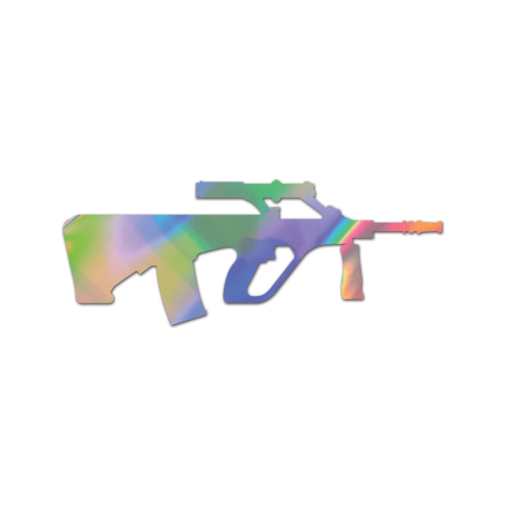 AUG Sticker Die Cut Chrome Mirror Gold Silver Oil Slick Rainbow