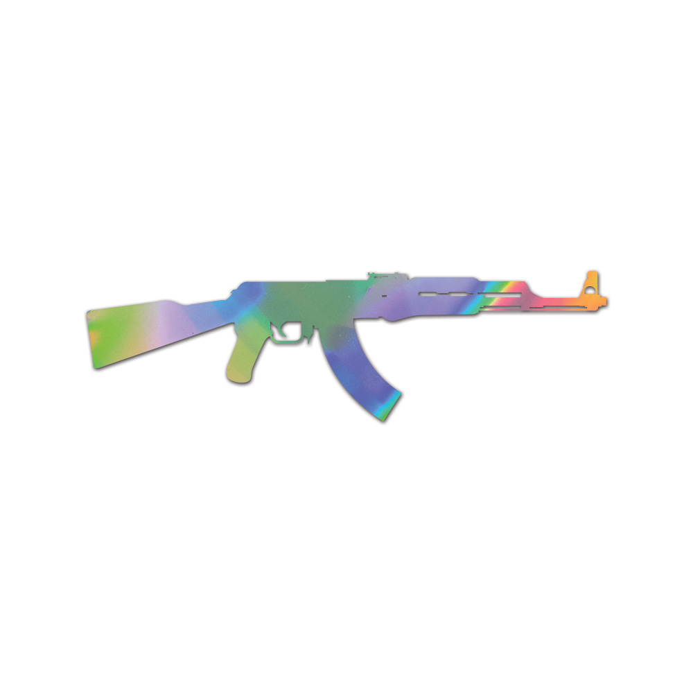 AK-47 Sticker Die Cut Chrome Mirror Gold Silver Oil Slick Rainbow