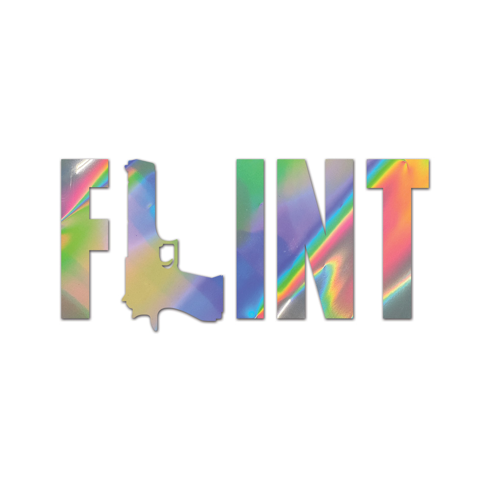 Flint Sticker Die Cut Chrome Mirror Gold Silver Oil Slick Rainbow