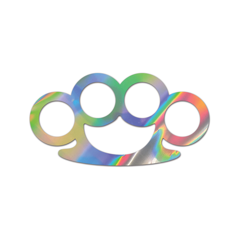 Brass Knuckles Sticker Die Cut Chrome Mirror Gold Silver Oil Slick Rainbow