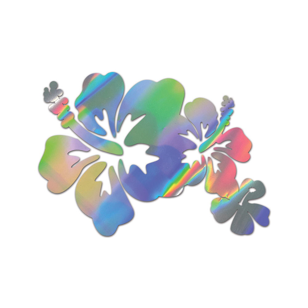 Hibiscus Flowers Sticker Die Cut Chrome Mirror Gold Silver Oil Slick Rainbow