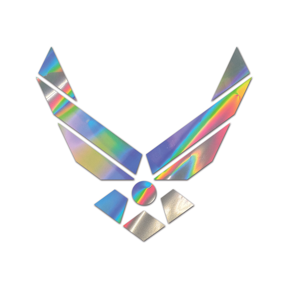 Air Force Sticker Die Cut Chrome Mirror Gold Silver Oil Slick Rainbow