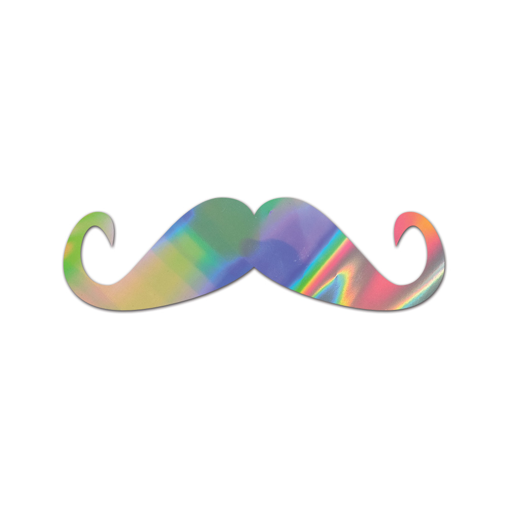 Mustache Sticker Die Cut Chrome Mirror Gold Silver Oil Slick Rainbow