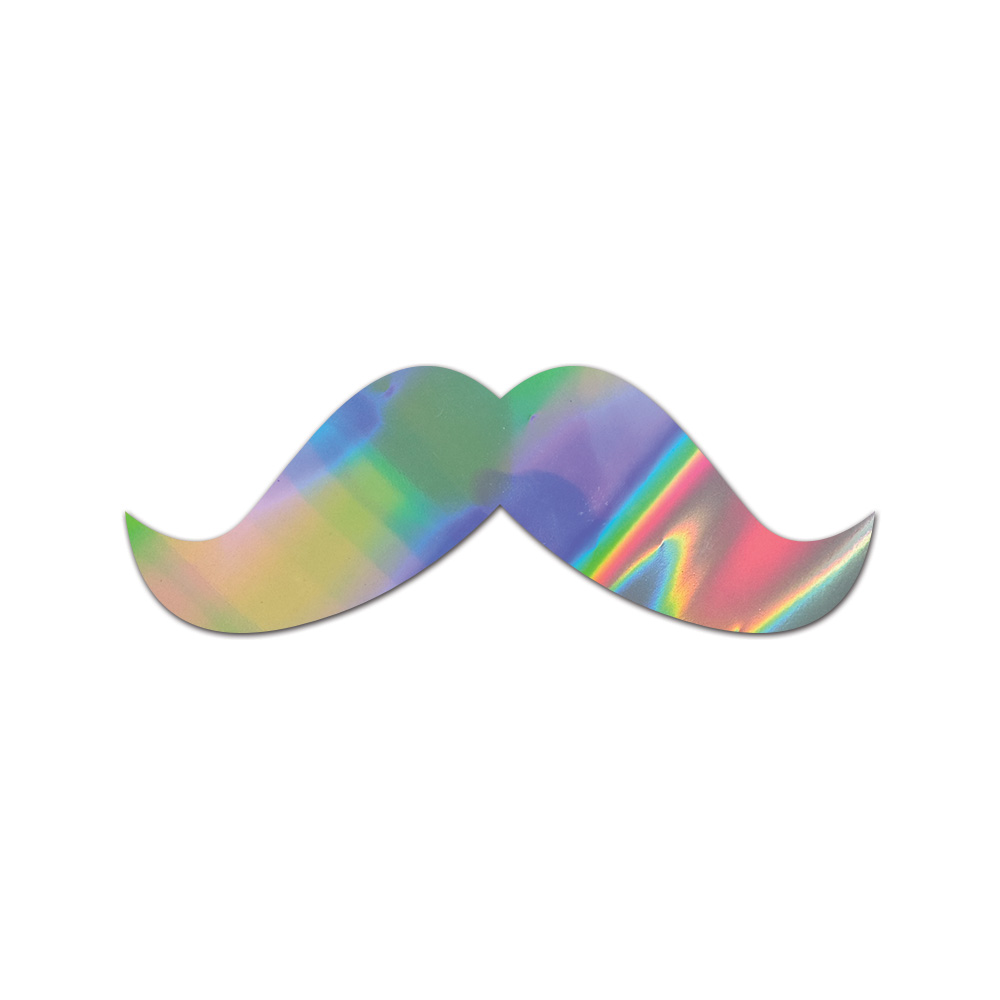 Mustache V2 Sticker Die Cut Chrome Mirror Gold Silver Oil Slick Rainbow