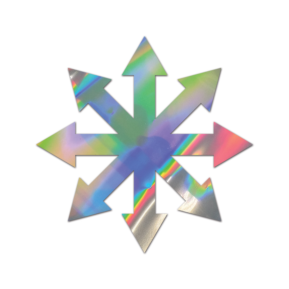 Chaos Symbol Sticker Die Cut Chrome Mirror Gold Silver Oil Slick Rainbow
