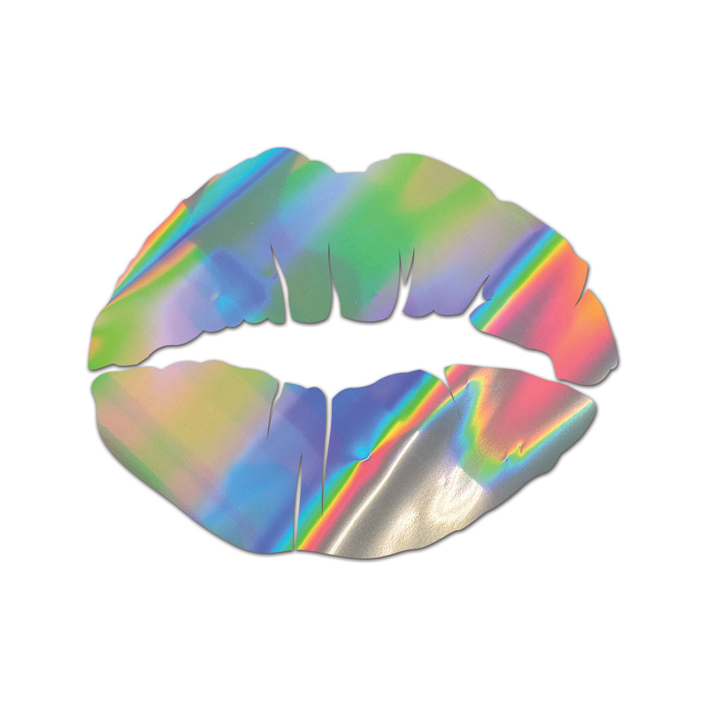 Kiss Lip Mark Sticker Die Cut Chrome Mirror Gold Silver Oil Slick Rainbow