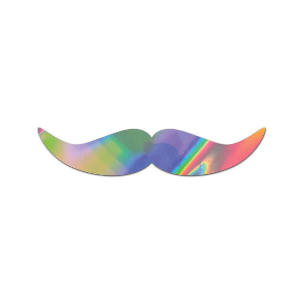 Mustache Sticker Die Cut Chrome Mirror Gold Silver Oil Slick Rainbow