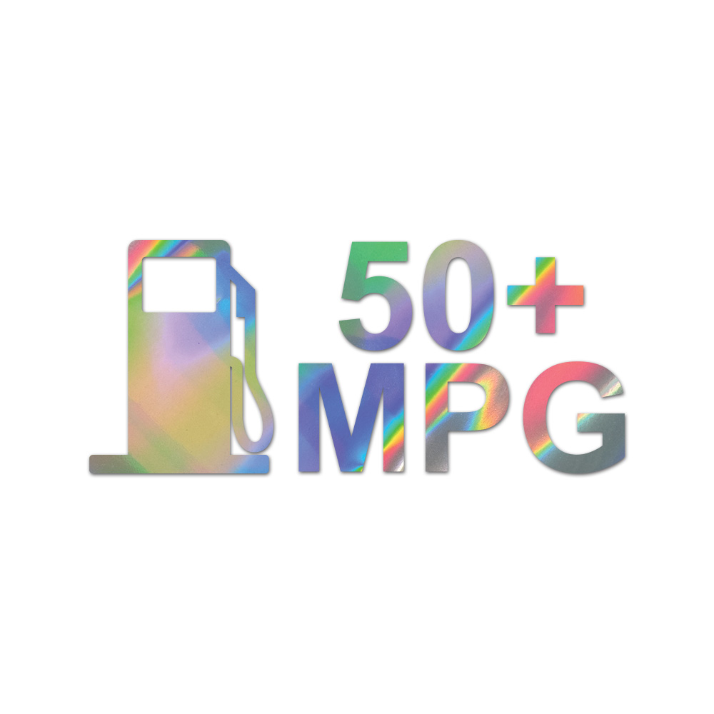 50 Mpg Sticker Die Cut Chrome Mirror Gold Silver Oil Slick Rainbow
