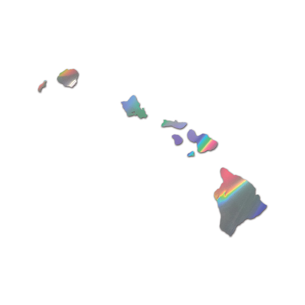 Hawaiian Islands Sticker Die Cut Chrome Mirror Gold Silver Oil Slick Rainbow
