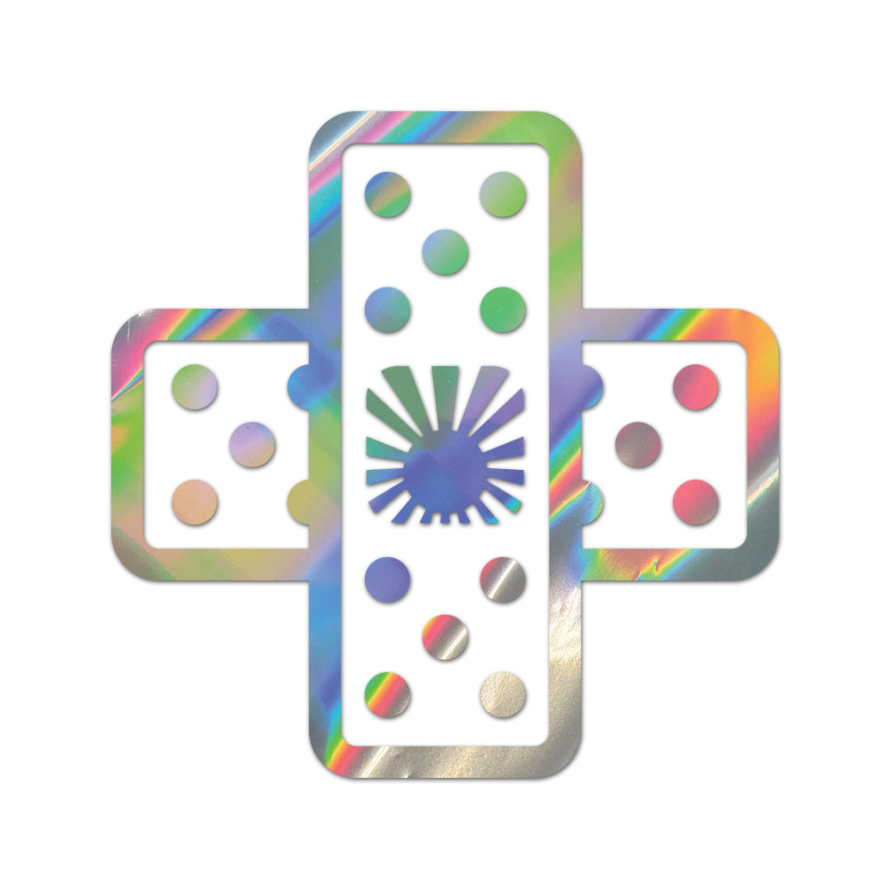 Adhesive Bandage With Flag Sticker Die Cut Chrome Gold Silver Oil Slick Rainbow