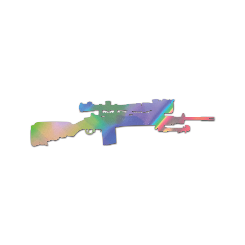 M21A Rifle Sticker Die Cut Chrome Mirror Gold Silver Oil Slick Rainbow