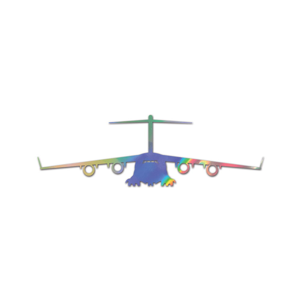 C-17 Globemaster III Front View Sticker Die Cut Chrome Gold Silver Oil Slick
