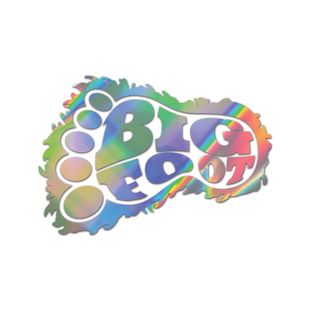 Bigfoot Foot Print Sticker Die Cut Chrome Mirror Gold Silver Oil Slick Rainbow
