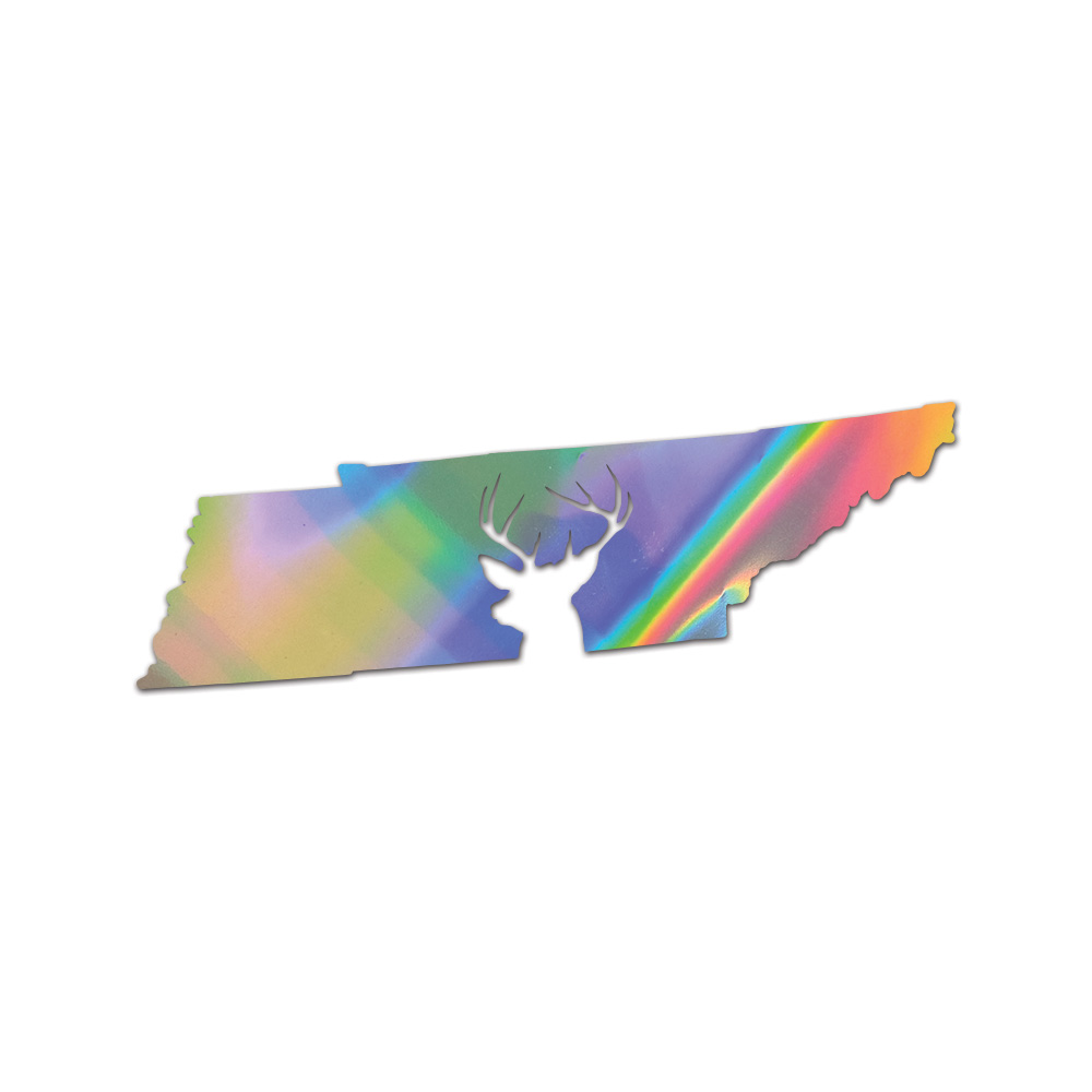 Tennessee Deer State Sticker Die Cut Chrome Mirror Gold Silver Oil Slick Rainbow