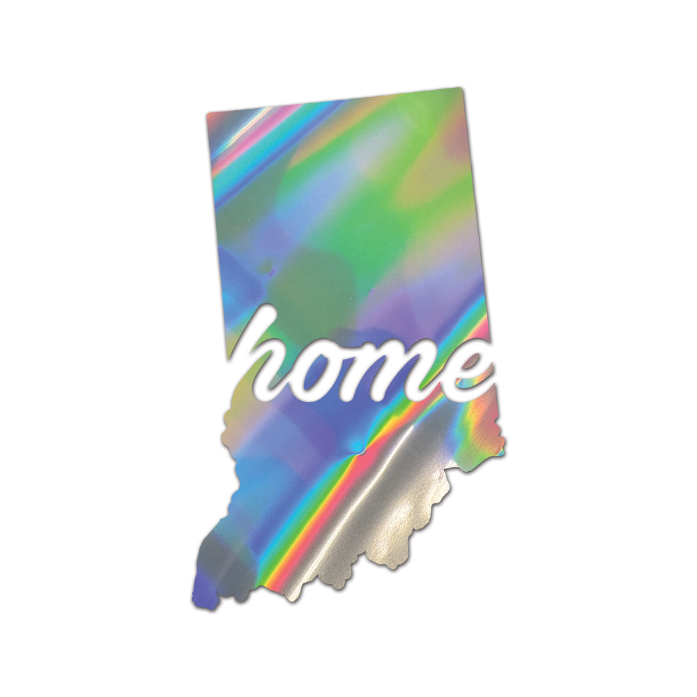 Indiana Home Sticker Die Cut Chrome Mirror Gold Silver Oil Slick Rainbow