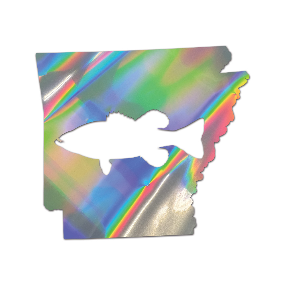 Arkansas Bass Sticker Die Cut Chrome Mirror Gold Silver Oil Slick Rainbow