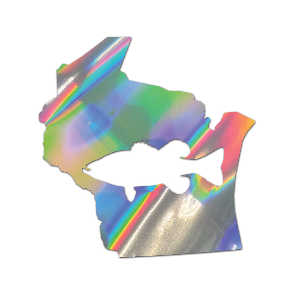 Wisconsin Bass Sticker Die Cut Chrome Mirror Gold Silver Oil Slick Rainbow