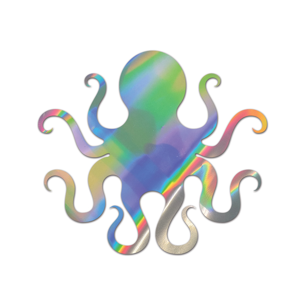 Octopus Sticker Die Cut Chrome Mirror Gold Silver Oil Slick Rainbow