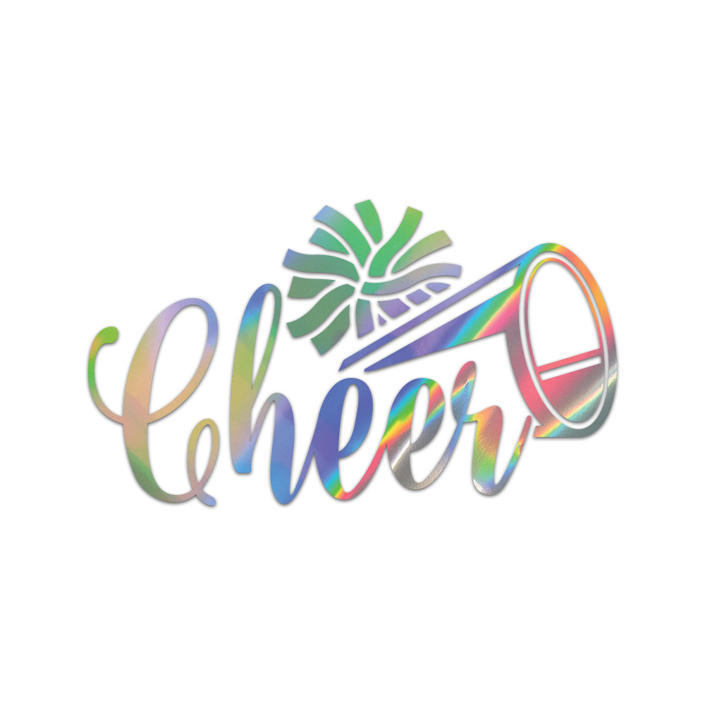 Cheerleading Sticker Die Cut Chrome Mirror Gold Silver Oil Slick Rainbow