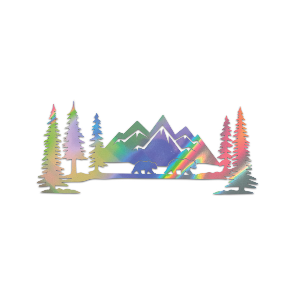Mountain Life Sticker Die Cut Chrome Mirror Gold Silver Oil Slick Rainbow