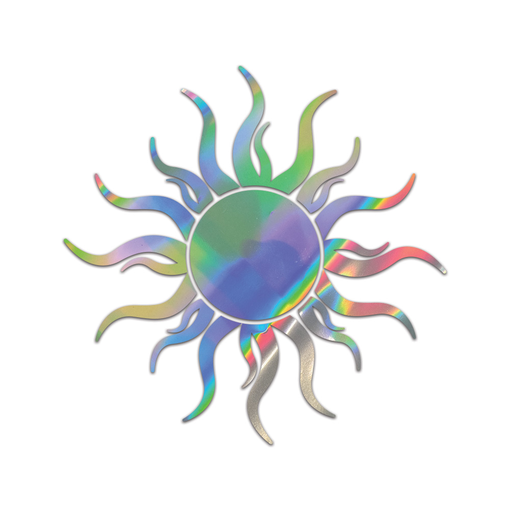Sun Sticker Die Cut Chrome Mirror Gold Silver Oil Slick Rainbow