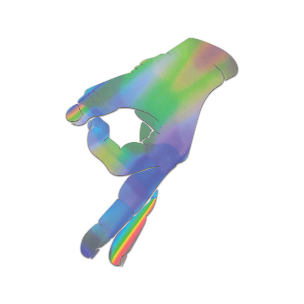 Made You Look Hand Sticker Die Cut Chrome Mirror Gold Silver Oil Slick Rainbow
