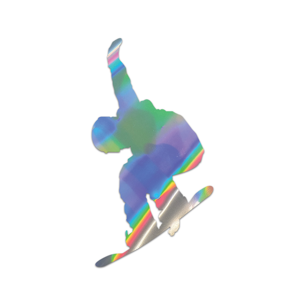 Snowboarding Sticker Die Cut Chrome Mirror Gold Silver Oil Slick Rainbow