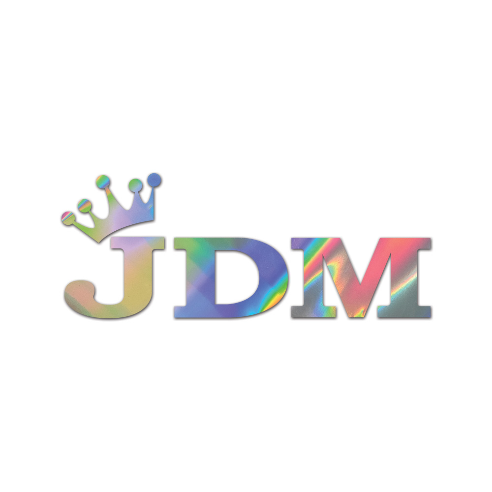JDM King Sticker Die Cut Chrome Mirror Gold Silver Oil Slick Rainbow
