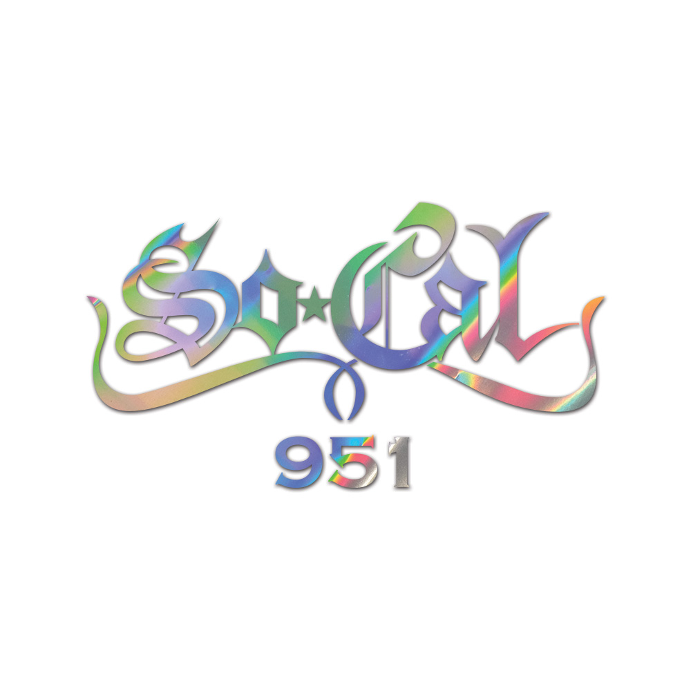 So Cal 951 Sticker Die Cut Chrome Mirror Gold Silver Oil Slick Rainbow