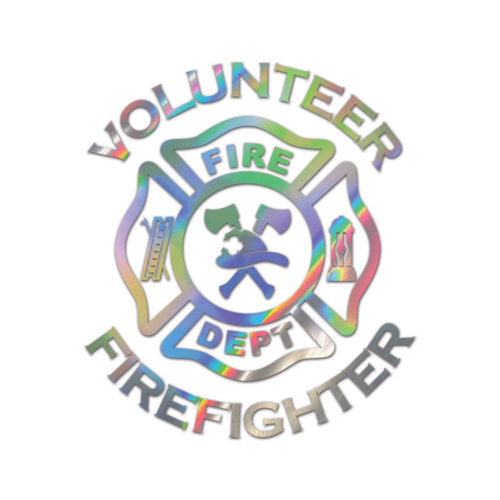 Volunteer Fightfighter Sticker Die Cut Chrome Gold Silver Oil Slick Rainbow