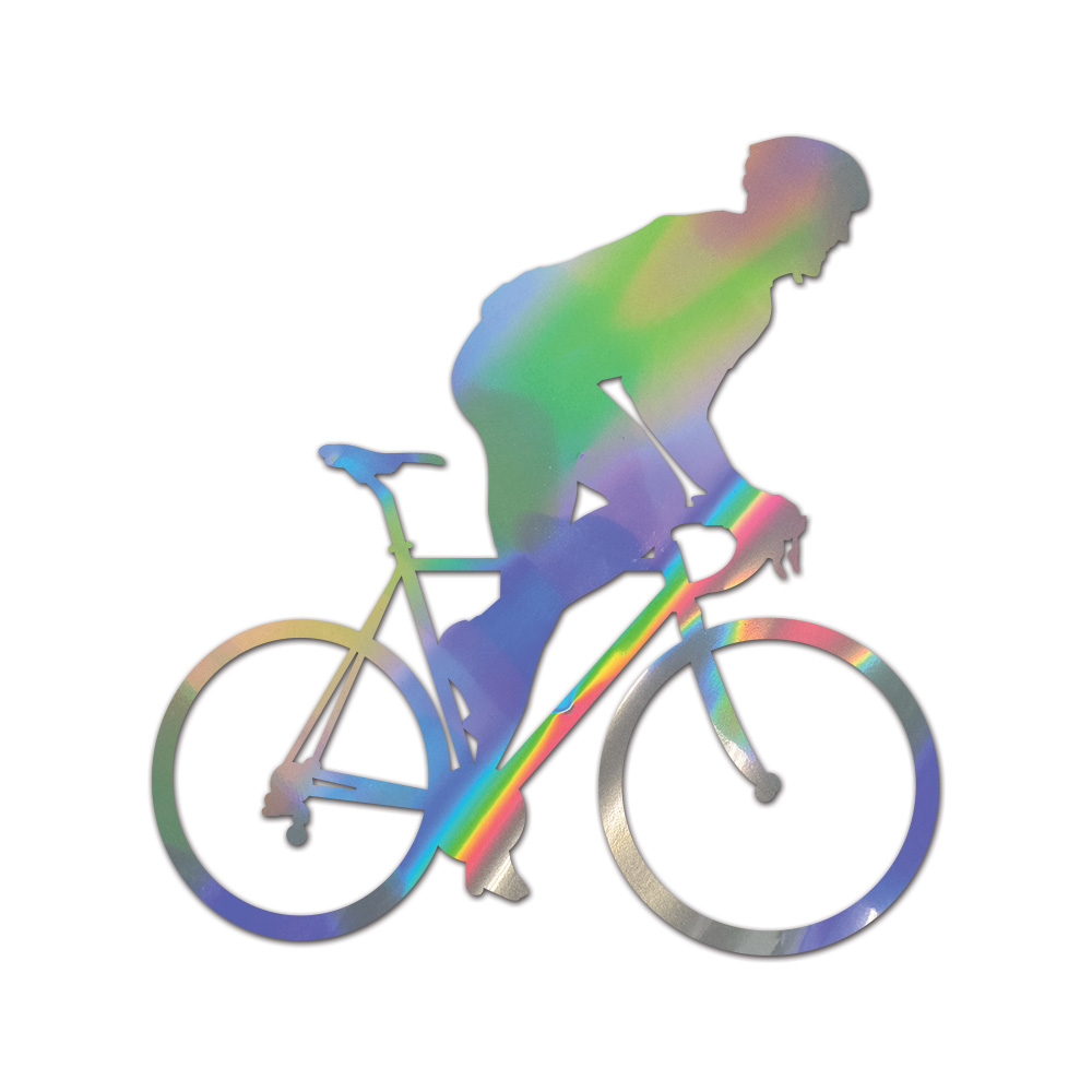 Side View Cycling Sticker Die Cut Chrome Mirror Gold Silver Oil Slick Rainbow