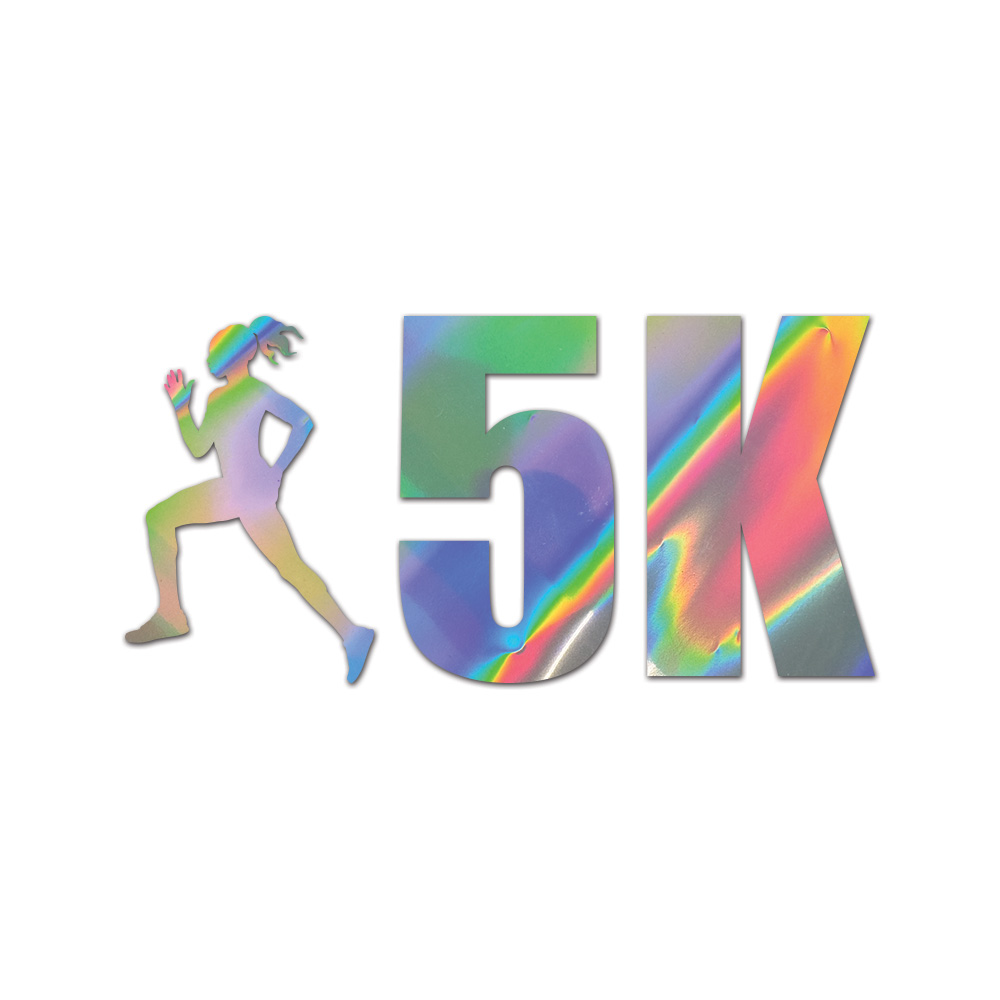Womens 5K Sticker Die Cut Chrome Mirror Gold Silver Oil Slick Rainbow