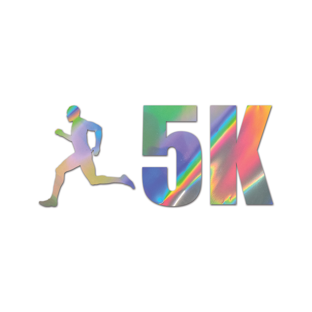 Mens 5K Sticker Die Cut Chrome Mirror Gold Silver Oil Slick Rainbow