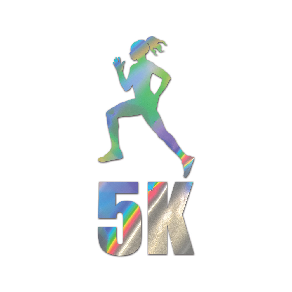 Womens 5K Sticker Die Cut Chrome Mirror Gold Silver Oil Slick Rainbow