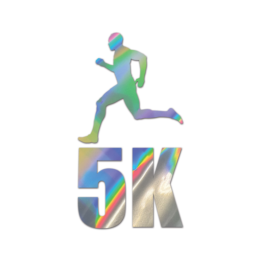 Mens 5K Sticker Die Cut Chrome Mirror Gold Silver Oil Slick Rainbow