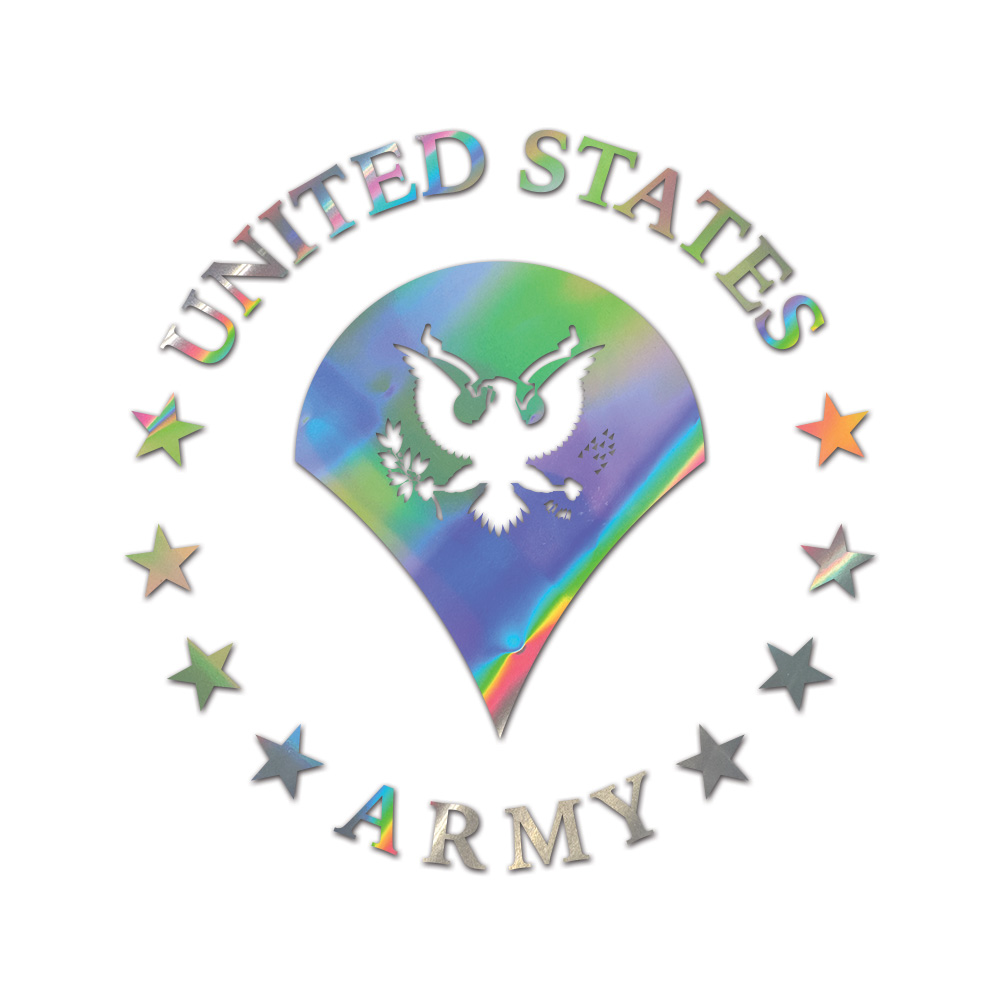 E-4 Specialist Army Rank Sticker Die Cut Chrome Gold Silver Oil Slick