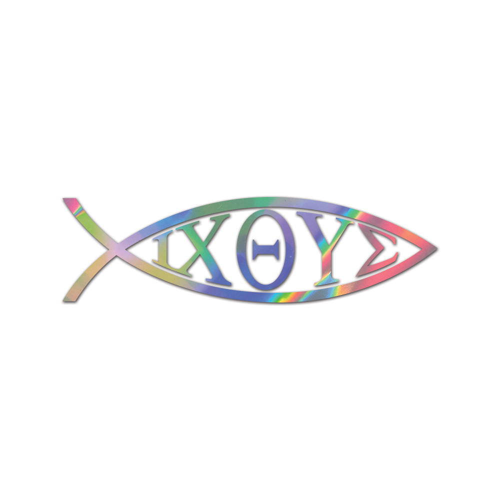 Ixoye Fish Sticker Die Cut Chrome Mirror Gold Silver Oil Slick Rainbow