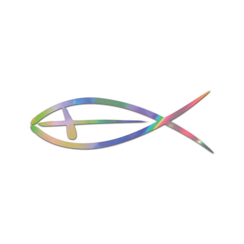 Jesus Fish Sticker Die Cut Chrome Mirror Gold Silver Oil Slick Rainbow