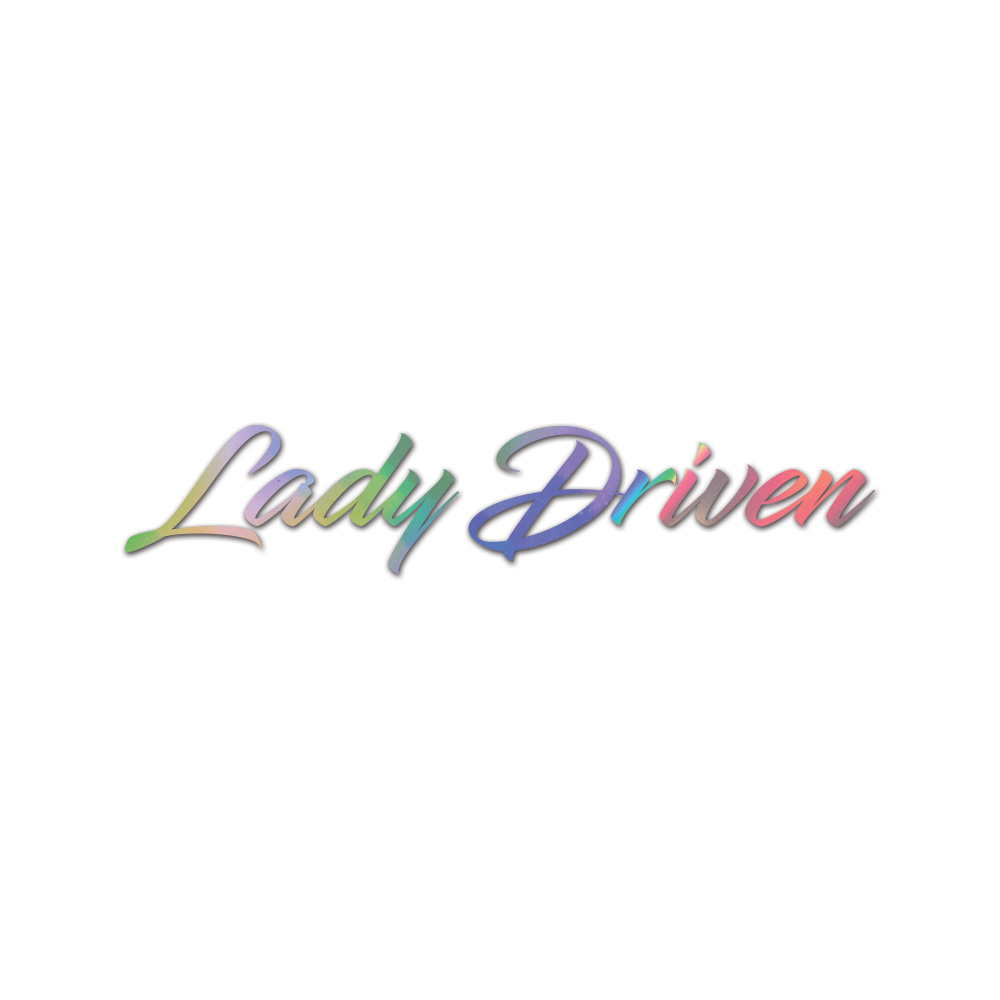 Lady Driven Sticker Die Cut Chrome Mirror Gold Silver Oil Slick Rainbow