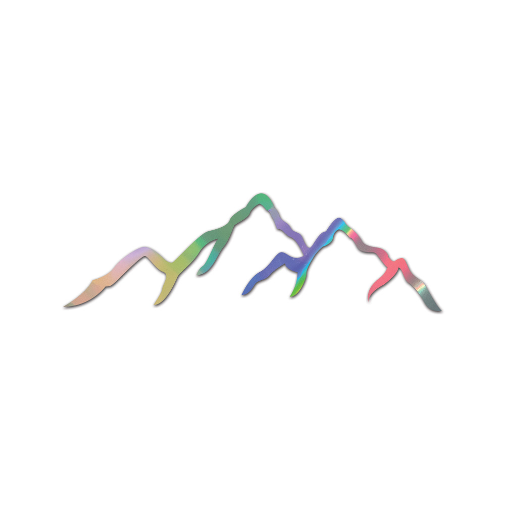Mountains Silhouette Sticker Die Cut Chrome Mirror Gold Silver Oil Slick Rainbow