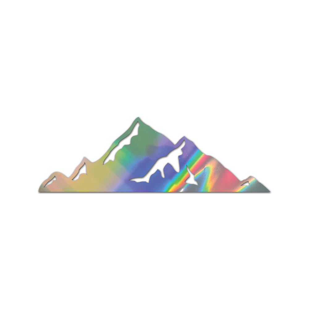 Mountains Silhouette V2 Sticker Die Cut Chrome Gold Silver Oil Slick Rainbow