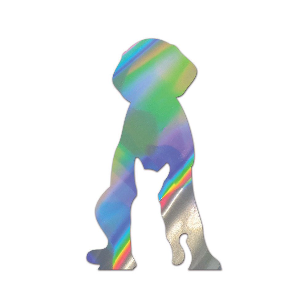 Cat Dog Sticker Die Cut Chrome Mirror Gold Silver Oil Slick Rainbow