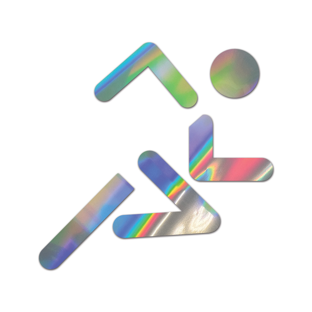 Running Sticker Die Cut Chrome Mirror Gold Silver Oil Slick Rainbow
