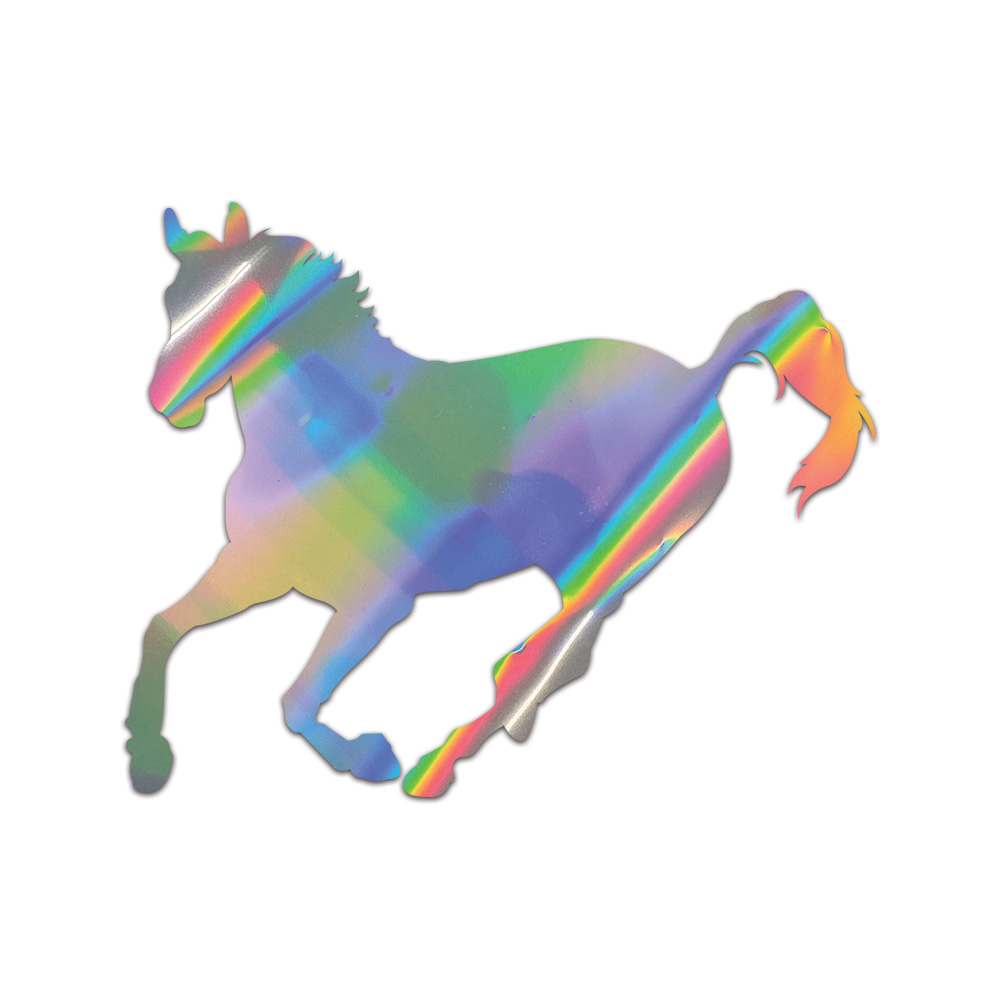 Horse Running Sticker Die Cut Chrome Mirror Gold Silver Oil Slick Rainbow
