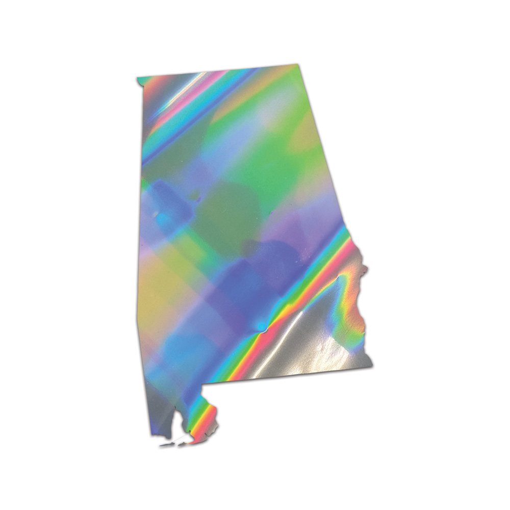 Alabama Shaped Sticker Die Cut Chrome Mirror Gold Silver Oil Slick Rainbow
