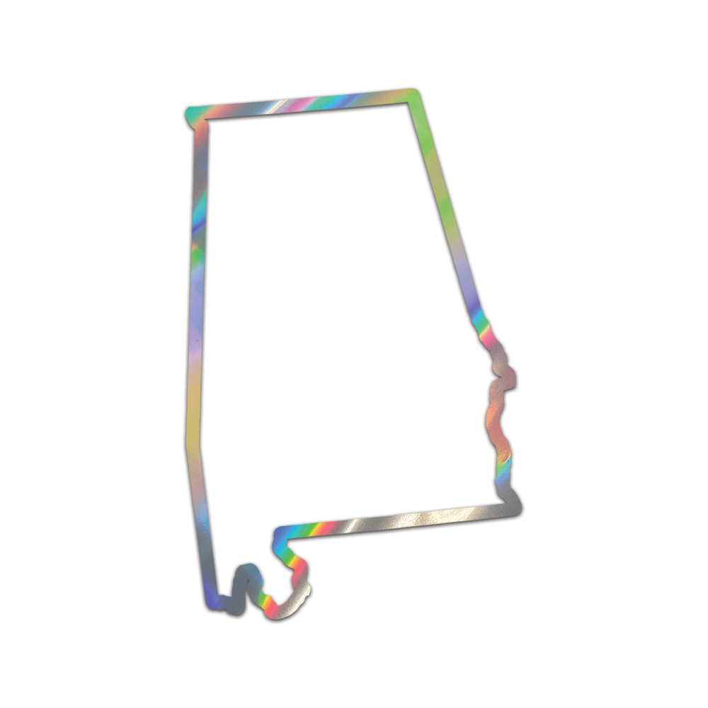Alabama Outline Sticker Die Cut Chrome Mirror Gold Silver Oil Slick Rainbow