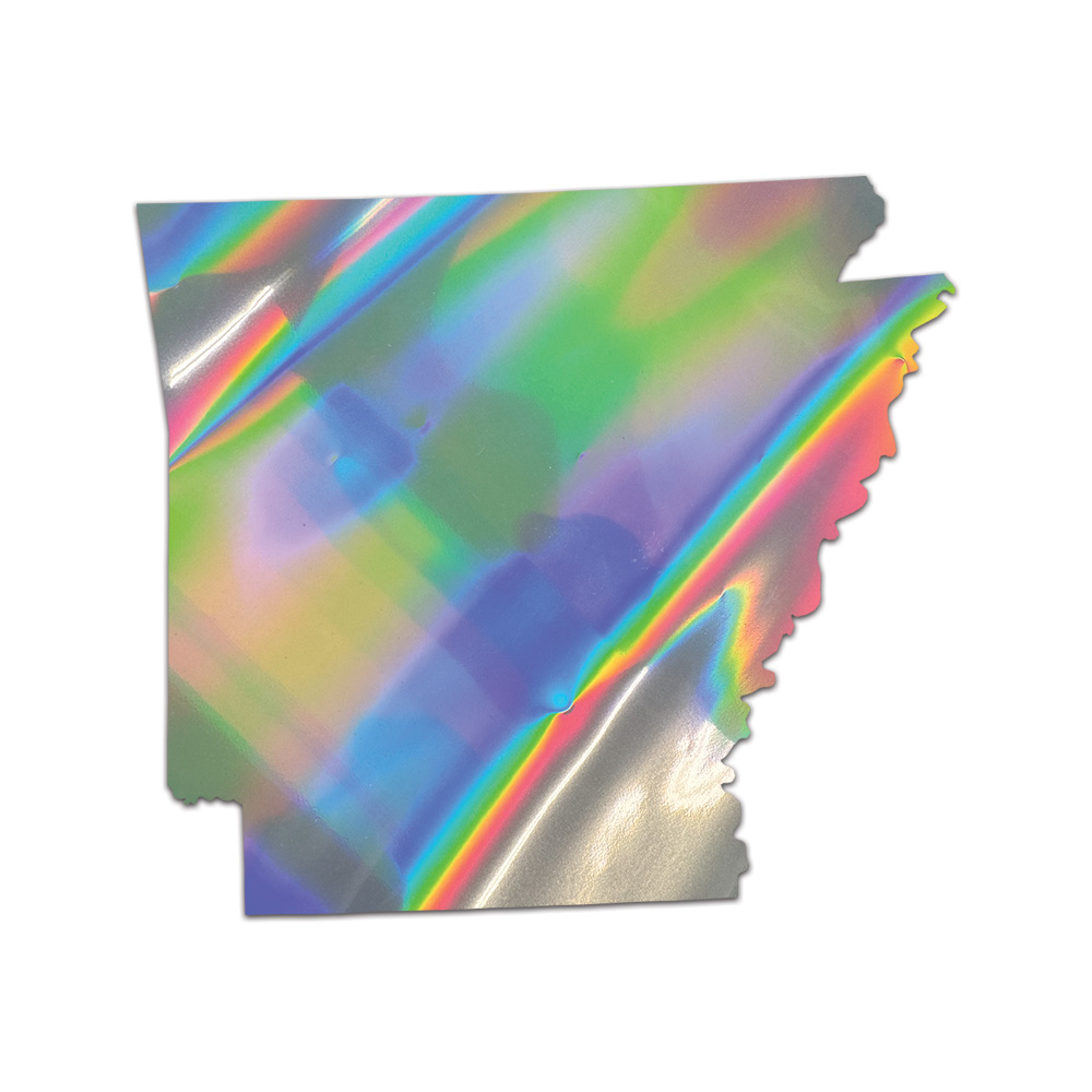 Arkansas Shaped Sticker Die Cut Chrome Mirror Gold Silver Oil Slick Rainbow